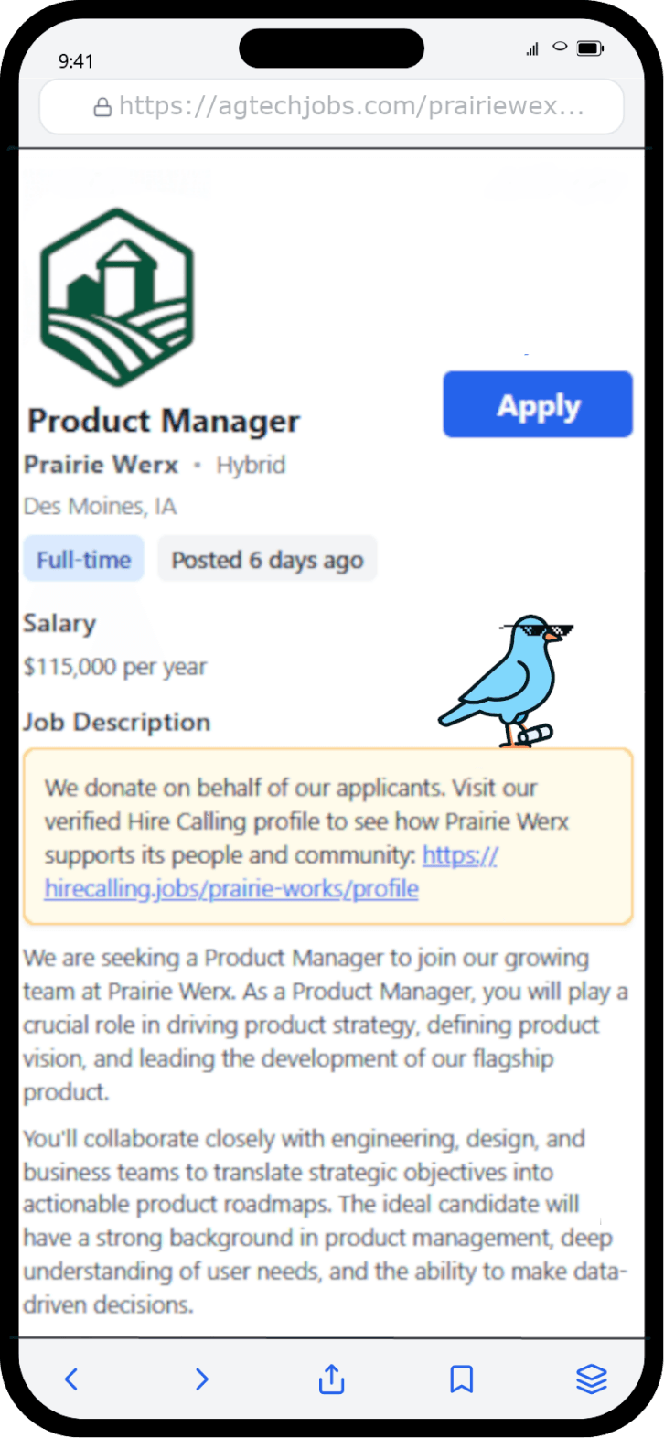Profile on job board
